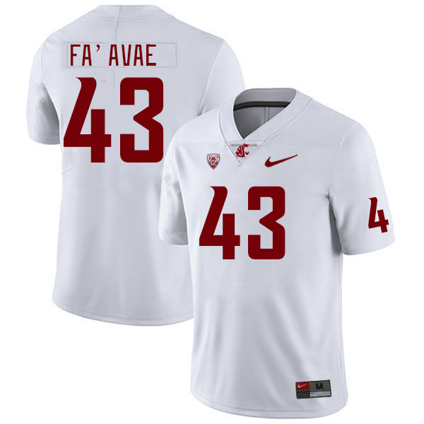 Men #43 Tai Fa'avae Washington State Cougars College Football Jerseys Stitched Sale-White